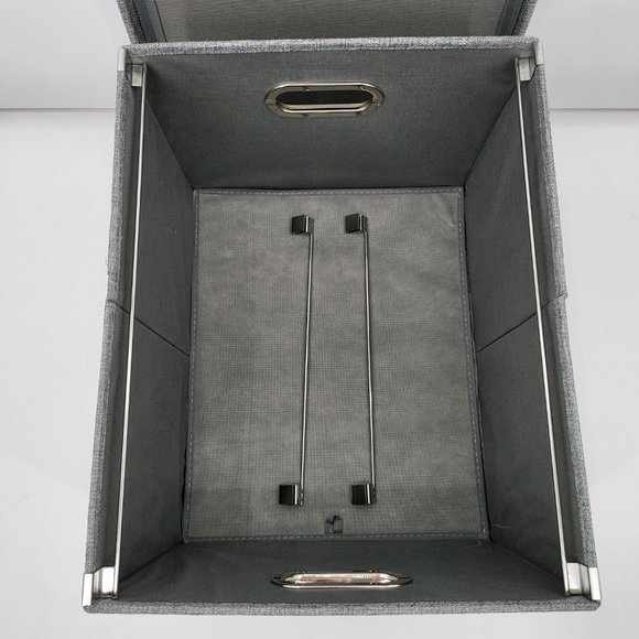 Collapsible File Storage Box w Lid Linen Filing Storage Organizer with Rail New - Picture 5 of 8